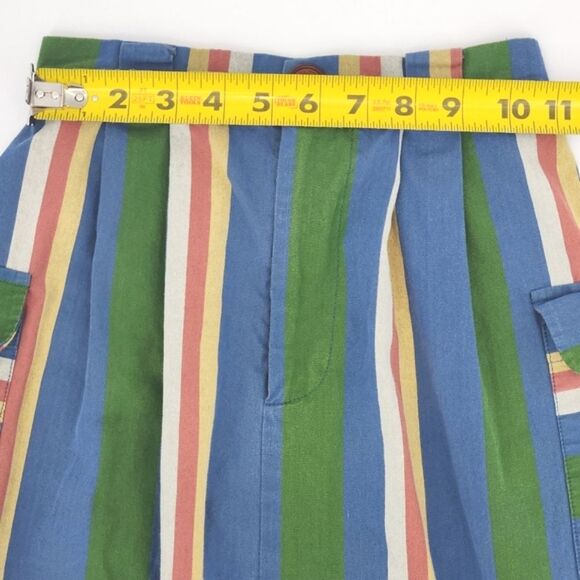 Midi Cargo Skirt Womens Small Multicolor Stripes Elastic Waist Kidcore Retro 90s - Picture 3 of 9